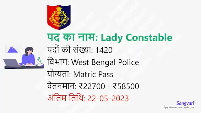 West Bengal Police Recruitment 2023 | পশ্চিমবঙ্গ পুলিশ নিয়োগ पश्चिम बंगाल में महिला पुलिस भर्ती 
